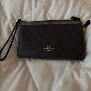 Coach Brown Wristlet Clutch